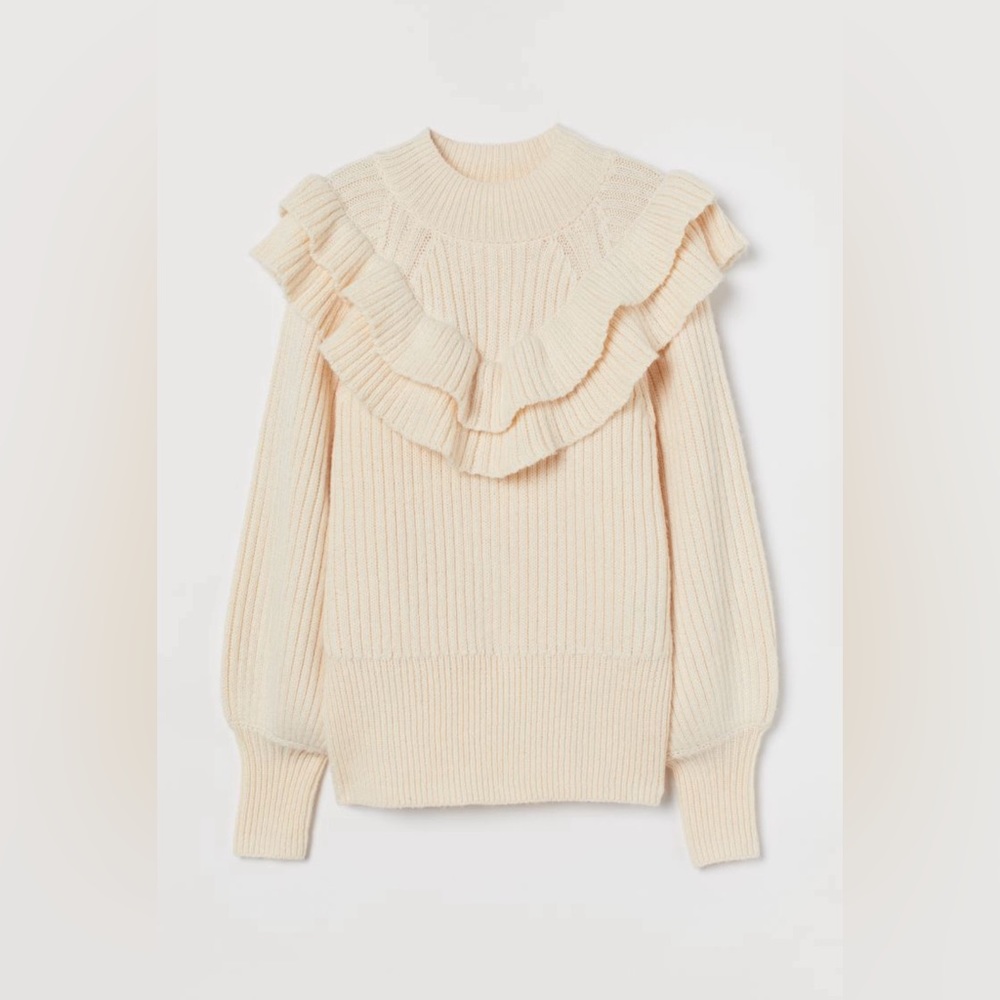 H&M Flounced Rib-knit Sweater- Blogger favorite